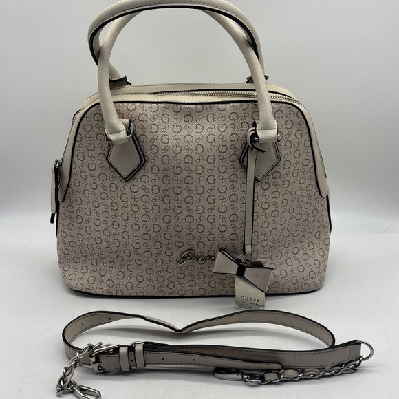 Guess Handbags - GUESS Logo Satchel Top Handle Bag Zip Closure Detachable Strap